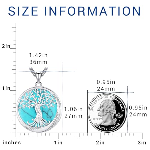 Eusense Tree of Life Necklace for Women Men Sterling Silver 925 Tree Urn Locket Cremation Jewelry Family Tree Pendant Gifts for Her Him Mom Dad Grandma Daughter - style: D-B-Tree of Life Necklace