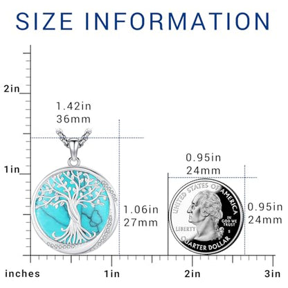 Eusense Tree of Life Necklace for Women Men Sterling Silver 925 Tree Urn Locket Cremation Jewelry Family Tree Pendant Gifts for Her Him Mom Dad Grandma Daughter - style: D-B-Tree of Life Necklace