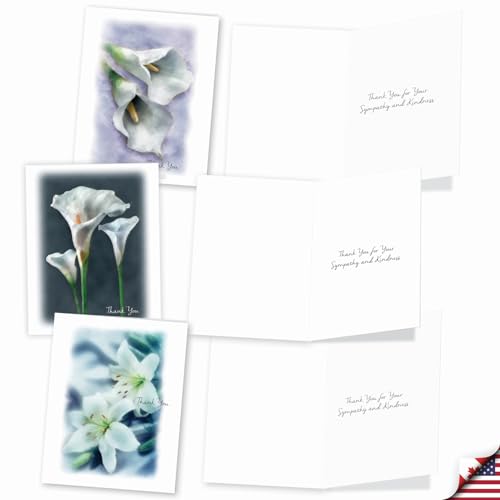 The Best Card Company - 10 Sympathy Thank You Cards (4 x 5.12 Inch) - Boxed Flower Condolence Gratitude - Blooming Memories M6598STG-B1x10 - style: Blooming Memories - TY
