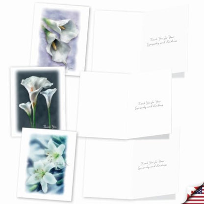 The Best Card Company - 10 Sympathy Thank You Cards (4 x 5.12 Inch) - Boxed Flower Condolence Gratitude - Blooming Memories M6598STG-B1x10 - style: Blooming Memories - TY