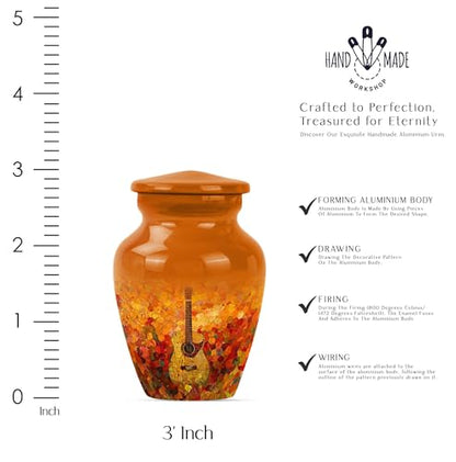 Guitar Urn for Human Ashes and Music Lovers - color: Guitar, size: 10 Inch + 3 Inch - Pack of 5