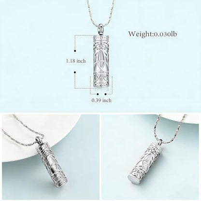 Imrsanl Celtic Knot Cremation Jewelry for Ashes Stainless Steel Cylinder Urn Necklace Memorial Pendant Human Pet Ashes Holder Keepsake for Women Men - color: Silver-1
