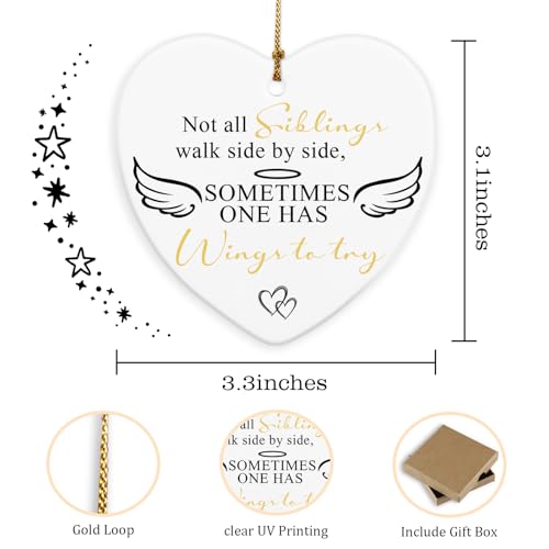 Memorial Gifts for Loss of Siblings Not All Siblings Walk Side by Side Sympathy Gifts for Loss of Sister Brother Funeral Memorial Bereavement Keepsake Grief Decor Gifts Ceramic Ornaments - style: Not All Siblings