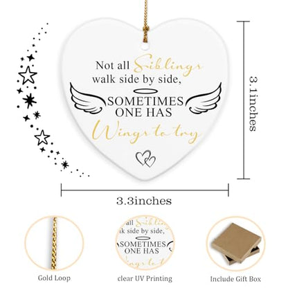 Memorial Gifts for Loss of Siblings Not All Siblings Walk Side by Side Sympathy Gifts for Loss of Sister Brother Funeral Memorial Bereavement Keepsake Grief Decor Gifts Ceramic Ornaments - style: Not All Siblings