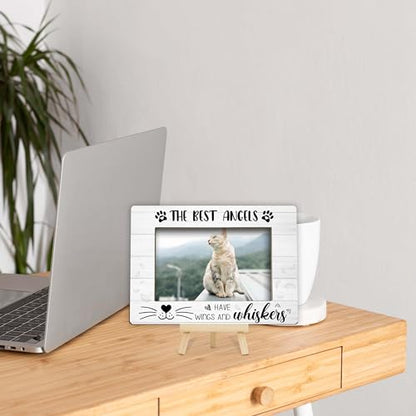 Memorial Gifts for Loss of Cat, Pet Memorial Gifts Wooden Photo Frame with Easel, 4x6 Cat Loss Sympathy Frame for Tabletop Display Photo Insert - G01 - style: Loss of Cat