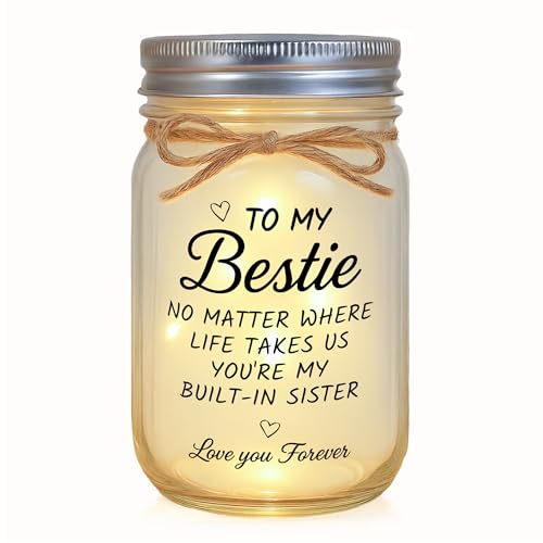 Bestie Gifts, Friend Gifts for Women, Birthday Thankgiving Gift for Built-in Sister, Friendship Home Decorative Jar Night Lights - style: Bestie