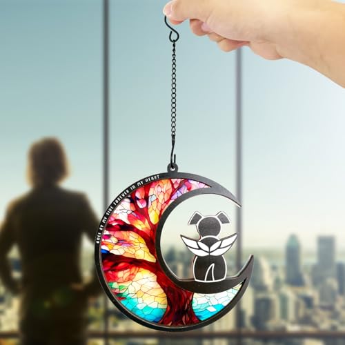 BamLue DIY Dog Angel Memorial Suncatcher, Memorial Gifts for Loss of Dog,Loss of Pet Sympathy Gift, Life Tree of Loss of Sympathy Gift - color: Life Tree-angel Dog