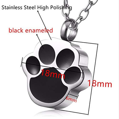 QUMY Pet Cat Dog Paw Print Cremation Jewelry for Ashes Wearable Urn Necklace Keepsake Memorial Pendant for Women Men, with Stainless Chain and Funnel Fill Kits (Men)