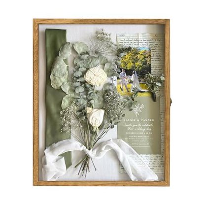 Large Shadow Box Frame 16x20 Display Case, Wood Wedding Bouquet Memory Box - color: Carbonized Black, size: 16"x20" (40.6x50.8 cm)
