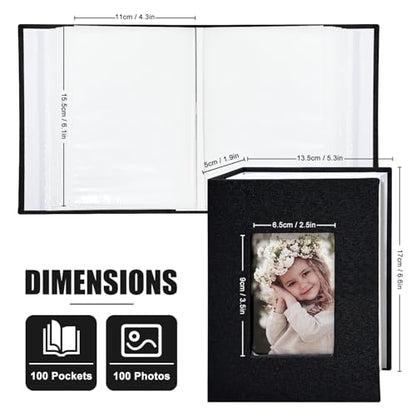 Photo Album 4x6 100 Pockets, Linen Cover Top Loader Vertical, Slip-in Picture Black Pockets Albums for Wedding, Family, Anniversary, Baby, Vacation - color: Black, size: 100 Pockets
