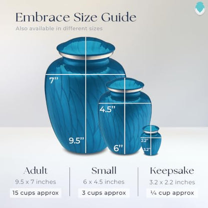 Keepsake Embrace Custom Engraved Butterflies Cremation Urn (Pearl Racing Blue) - color: Pearl Racing Blue