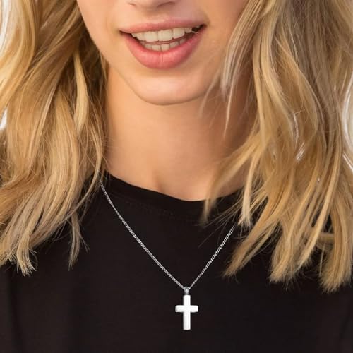 Cross Urn Necklace for Ashes for Men Women Cremation Jewelry Urns Locket Pendant Ashes Holder Memorial Jewelry-Always in My Heart - color: Silver