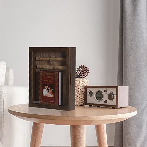 Deep Shadow Box Frame 11x14, Hinged Shadow Box with Door, Front Opening Shadow Boxes Display Cases for Collectibles Flowers Antique Bridal Bouquet Ticket Stub - Walnut | Solid Wood; 11x14-Inch Deep Display; Hinged Front-Opening Door; Linen Backing; Tablet
