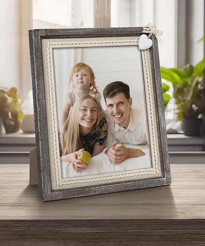 Sapowerntus 8x10 Rustic Picture Frames Wooden Farmhouse Heart Photo Frame - size: 8x10 in (single)
