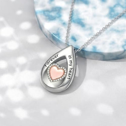 925 Sterling Silver Urn Necklace for Ashes, Teardrop/Tree of Life/Sunflower/Dragonfly/Sea Turtle/Celtic Knot/Elephant/Hummingbird Memorial Cremation Pendant Necklaces for Animal Human Ashes - color: D4: Teardrop-with engraving