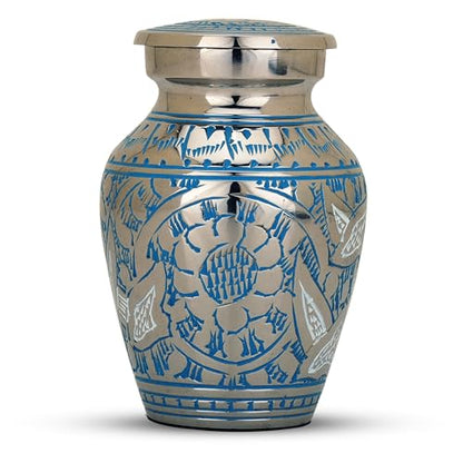 Blue Mini Urn/Small Urns/Keepsake urn/Cremation Keepsakes for Ashes/Ash Holders for Human Ashes (Set of 6) from Keepsake Company - color: Blue Silver