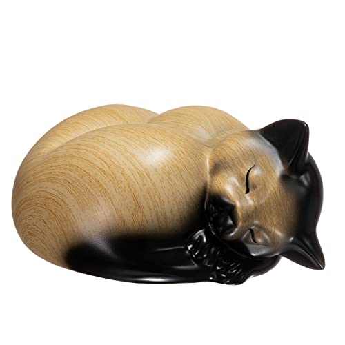 Small Animal Urn - Sleeping Resin Cat Urn for Ashes (Khaki) - color: Khaki