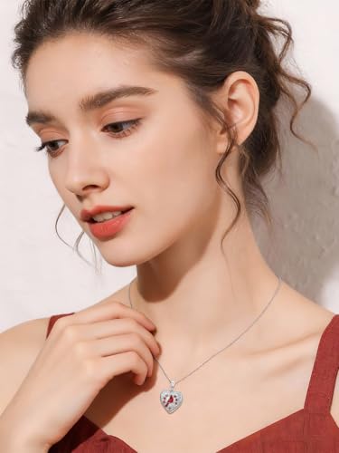 Dorunmo Personalized Locket Necklace 925 Sterling Silver that Holds Pictures Butterfly Birthstone Photo Heart Locket Custom Jewelry Congratulations New Beginnings New Job Gifts for Women - color: Cardinal, style: Personalized Photo + Text