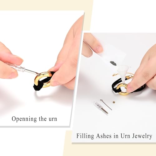 Oinsi Circle Of Life Cremation Jewelry Black Genuine Leather Memorial Urn Bracelet For Ashes Of Loved One Keepsake Holder For Women Men - color: Gold