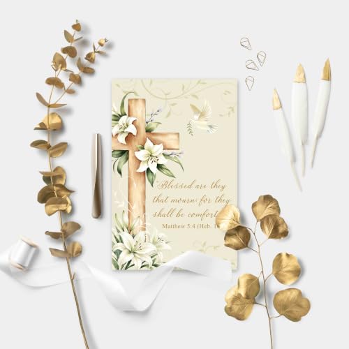 Religious Sympathy Card with Bible Verse, Christian Condolence Cards for Loss of Loved One, Faith Based Bereavement Gift, Deepest Sympathy Greeting Card for Family Friend Coworker - color: Religious Sympathy