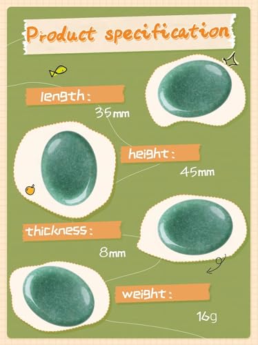 Thumb Worry Stone Green Aventurine Crystal Trinkets Crystals and Healing Stones Oval Natural Fidget Meditation Accessories Gemstones Reiki Pocket Palm Tiny Anxiety Relief Items for Women Men - color: Green-aventurine
