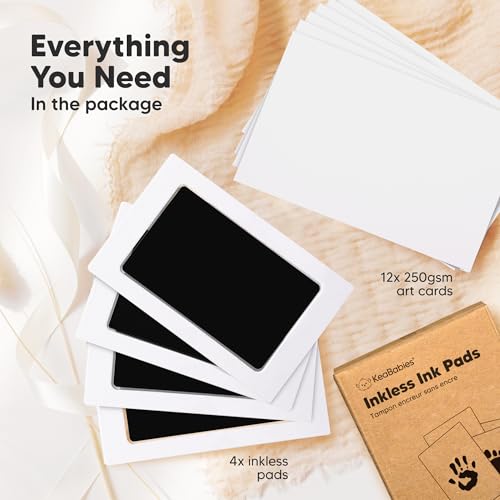 4pk Inkless Baby Hand and Footprint Kit, Mess Free Ink Pads (Jet Black, R) - color: Jet Black, size: 4-Pack, Regular 2.3" x 3.7"