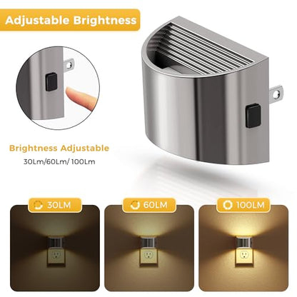 L LOHAS LED Night Lights Plug into Wall, Dimmable Night Light 2 Pack | Plug in Night Light with 3 Level Brightness, 3000K Soft White, Grey Housing - color: Gray