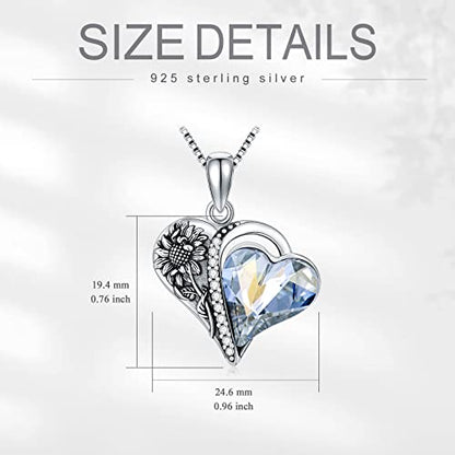 PELOVNY Urn Necklaces for Ashes of Loved Ones 925 Sterling Silver Personalized Heart Locket Urn Necklace Cremation Keepsake Memorial Jewelry Gifts for Women Men - color: Sunflower Urn