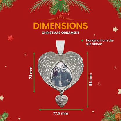 Christmas Ornaments Angel Wings - New A Piece of My Heart is in Heaven Ornament for Christmas Tree with Photo Frame - Double Sided Memorial Ornament for Loss of Loved One - | New A Piece of My Heart is in Heaven, Tree with Photo Frame, Double Sided, Loss