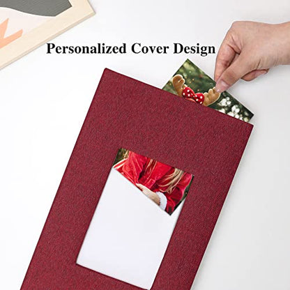 Vienrose 4x6 Photo Album,300 Pockets,Linen Cover with Window,Red | Linen Hardcover, Slip In Photo Book, Family Memory Album, Travel Keepsake - color: Red, size: 300 Pocket