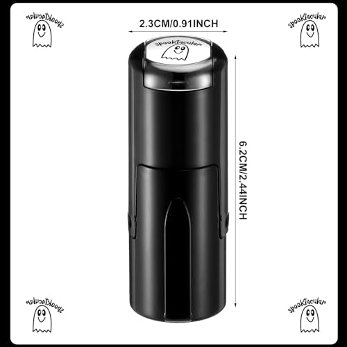 Supervitae 2 Pack Halloween Black Ghost Print Stamps Ink Stamper | Mini Self Inking Stamps for Party Educational Activities Craft Supplies - color: Black, style: Ghost