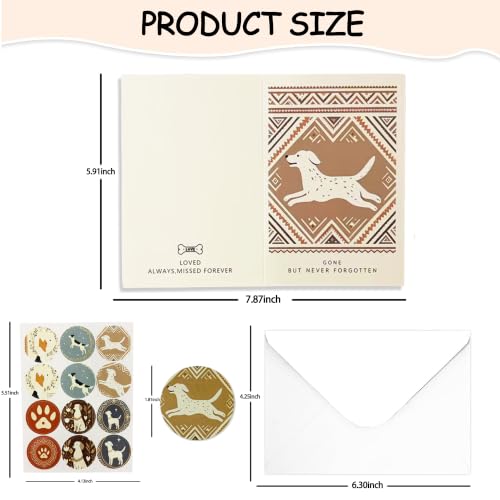 24 Pack Pet Sympathy Cards Bulk with Envelopes and Stickers - color: Dog