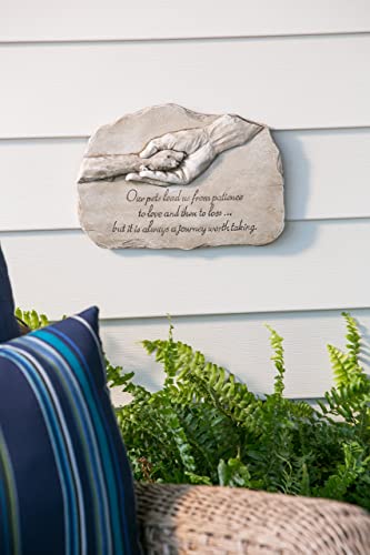 Evergreen Garden Dog Paw in Hand Devotion Painted Polystone Stepping Stone - 12”W x 0.5”D x 7.5”H…
