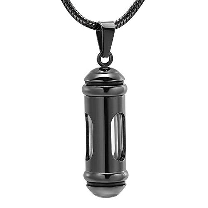 Imrsanl Glass Hourglass Urn Necklace Cremation Jewelry for Ashes - color: 1-Black