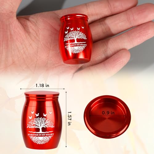 Mini Urns for Ashes Keepsake Set of 4, Small Cremation Keepsake Urns for Human/Pet Ashes, Memorial Sharing Urns for Family & Loved Ones - Red