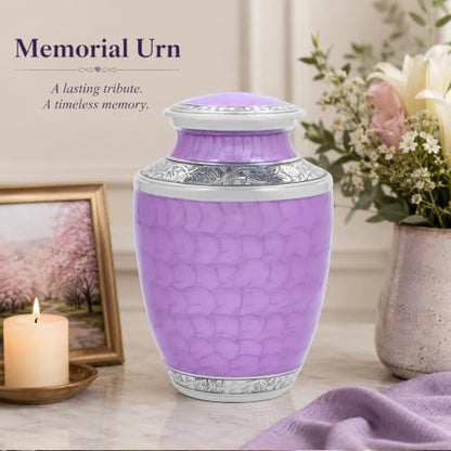 Alpha Living Home Cremation Urn, Adult, 200+ cu in, Purple Silver - color: Purpal, size: Hand Engraved