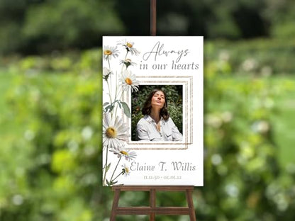 Wildflower White Celebration of Life Welcome Sign, Funeral Welcome Sign, in Loving Memory Sign, Celebration of Life Funeral Sign, Celebration of Life Sign, Memorial Sign with Photo #Tf222 - color: Version #24