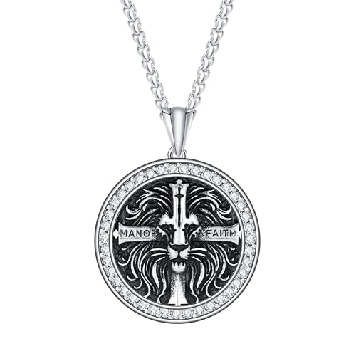 925 Sterling Silver Patron Saint Necklace Amulet Miraculous Medal Pendant Jewelry for Men Women with Friendship Talisman Travel Inspirational Gifts - color: black-G
