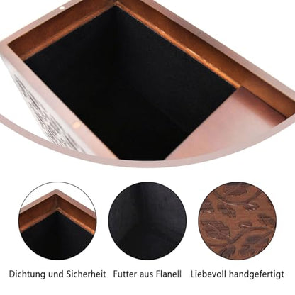 Cremation Urn Adult Human Ashes, Wooden Tree of Life, Brown | Holds up to 250 lbs, Urns Box and Casket for Men Women, Dimensions: 9.45"(L) x 5.9"(W) x 7.1"(H) - color: Vin