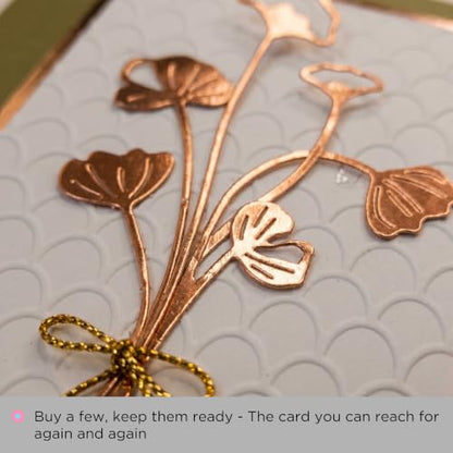 Cuddles&Hugs Handmade Botanical Flower Card – Copper Bouquet | Birthday, Thank You, Anniversary, Wedding, Mother’s Day, Sympathy, Graduation, Retirement, Congratulations, Thinking of You - For Her