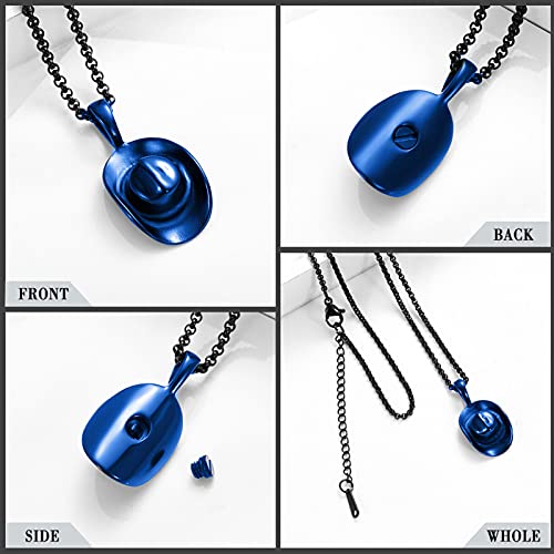 Hearbeingt Cowboy Hat Urn Necklace for Ashes Cremation Jewelry - color: Blue