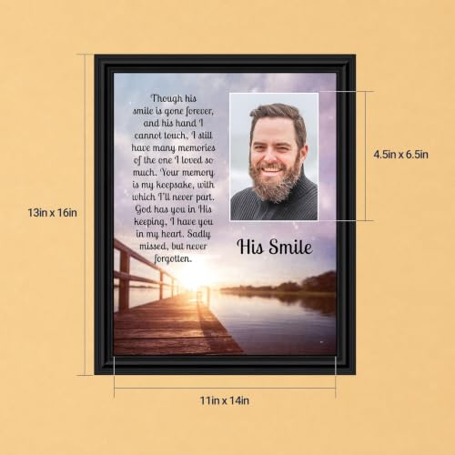 Memorial Gifts for Loss of Husband, Sympathy Gift, His Smile In Memory of Loved One, Picture Frames for Sympathy Gift Baskets, Bereavement Gifts for Loss of Father, Loss of Son Condolence Gift, 5031B | Sympathy Gifts for Loss of Father, In Memory of Dad,