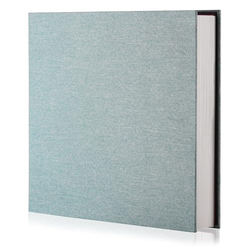 Photo Album Self Adhesive Scrapbook Album for 4×6 Pictures DIY Magnetic Linen Cover Album 30 Blank Pages for Family Wedding, Birthday, Christmas, Anniversary (Green) - color: Green, size: 9.8"x9"30Pages