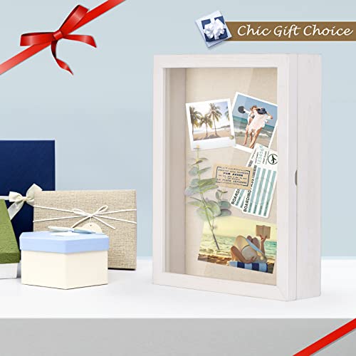 Love-KANKEI Deep Shadow Box 11x14,Wood Frame,Large Memory Box,Rustic White - color: White, size: 11 x 14