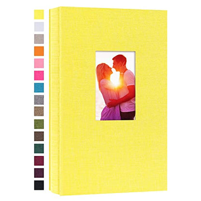 potricher Linen Photo Album for 4x6 Inch Photos, 300 Pockets, Yellow | Linen Cover, Small Capacity 4x6 Picture Albums with Horizontal Pockets, 4x6 Photo Book for Family, Wedding, Baby, Anniversary - color: Yellow