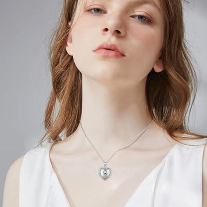 MEDWISE 925 Sterling Silver Locket Necklace That Holds Pictures Photo Necklace Oxidized Rose Flower/Sunflower/Compass/Celtic Heart Pendnat Lockets Gifts for Women Birthday Christmas Gifts - style: J-Koala
