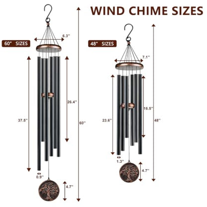 60” Large Wind Chimes for Outside, Deep Tone Tree of Life Decor - size: 60" Tree of Life