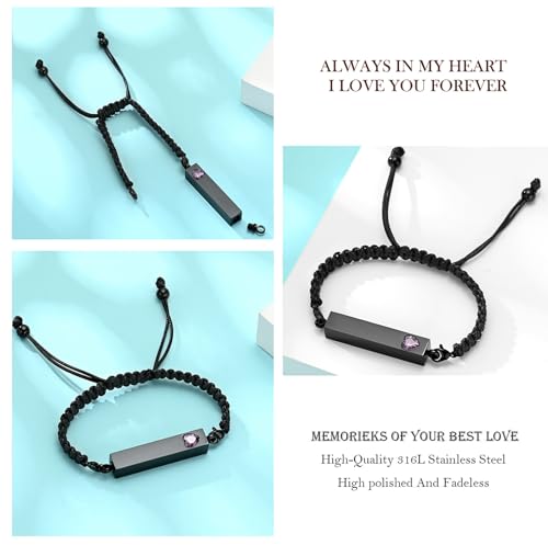 zeqingjw Vertical Bar Urn Bracelet for Ashes for Women Men Stainless Steel Cremation Jewelry Braided Rope Adjustable Keepsake Bracelets of Loved Ones Ash Holder Memorial Gift - color: Black-Purple
