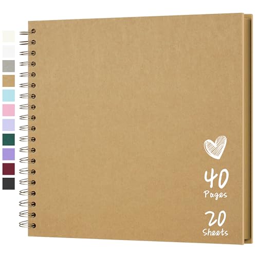 Scrapbook Photo Album 10"x10" 20 Sheets 40 Pages Hardcover Kraft Paper - color: Yellow, size: 10"x10" 20 Sheets