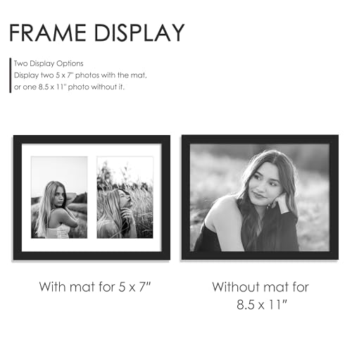 DUENPY 2 Pack 8.5x11 Collage Frame For 2 5x7 Photos Black - color: Black, size: 8.5x11（5x7 opening）-2 Pack
